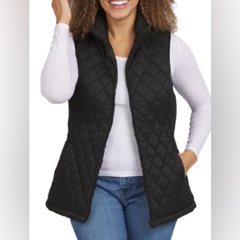 Lands' End Black Quilted Puffer Vest